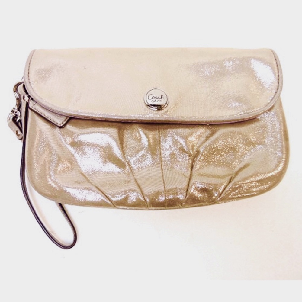 COACH Rose Gold Shimmer Clutch Wristlet